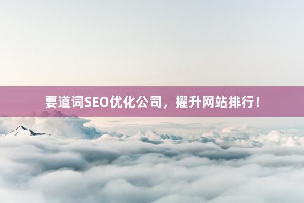 要道词SEO优化公司，擢升网站排行！